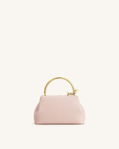 Bruna Dachshund Metal Handle Top Handle Bag - Light Pink | JW PEI