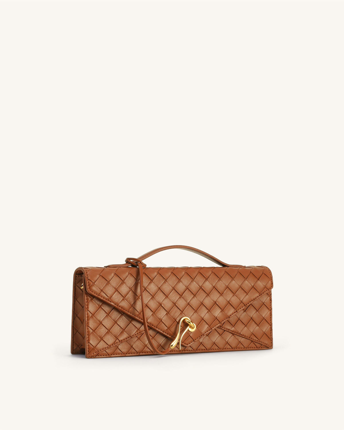 Celeste Woven Textured Envelope Top Handle Bag - Brown | JW PEI