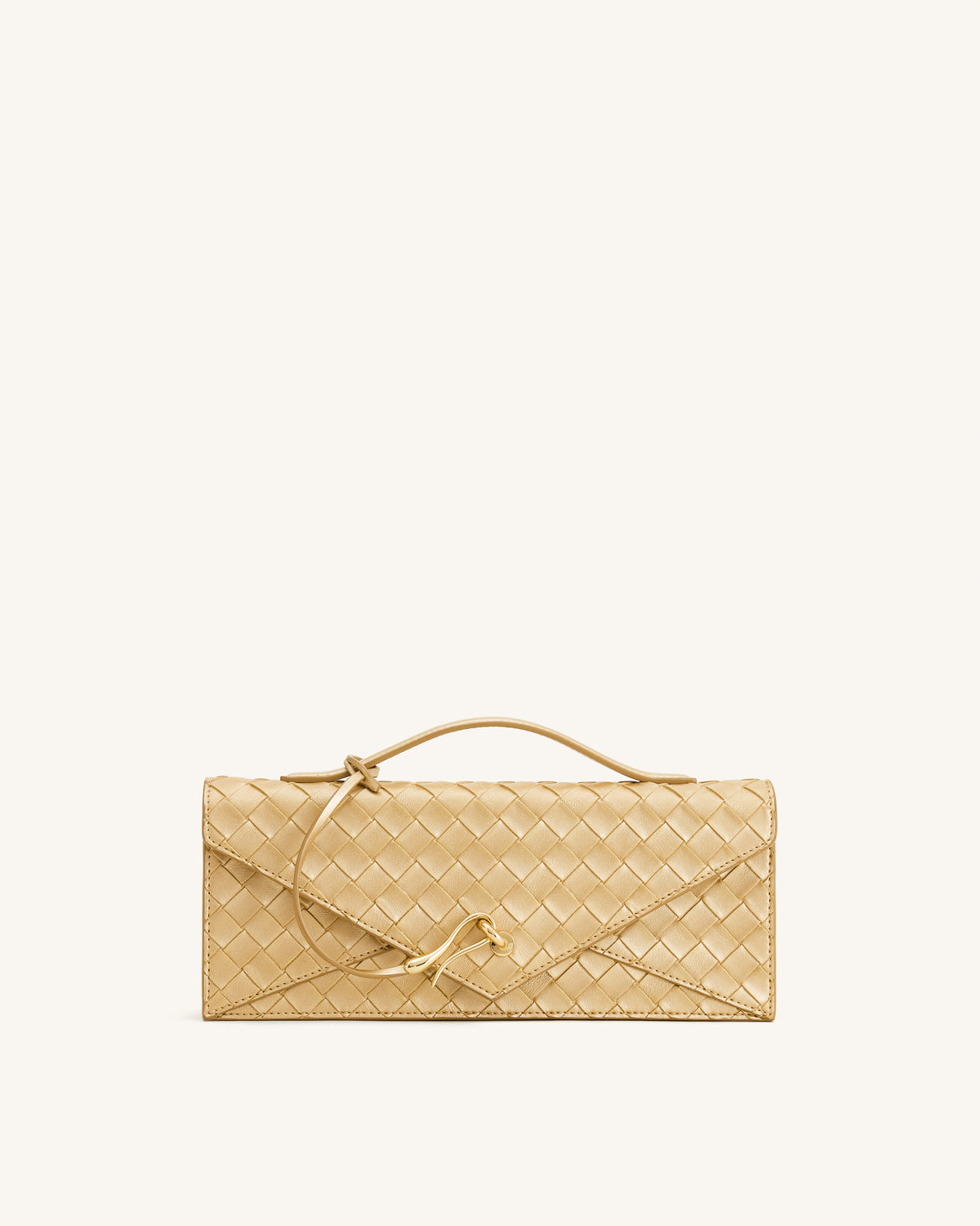 Celeste Woven Textured Envelope Top Handle Bag - Champagne Gold | JW PEI