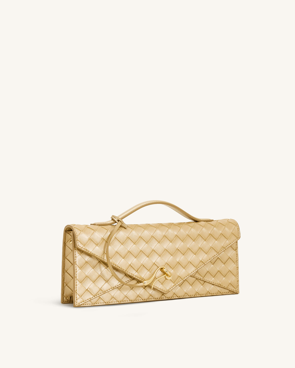 Celeste Woven Textured Envelope Top Handle Bag - Champagne Gold | JW PEI