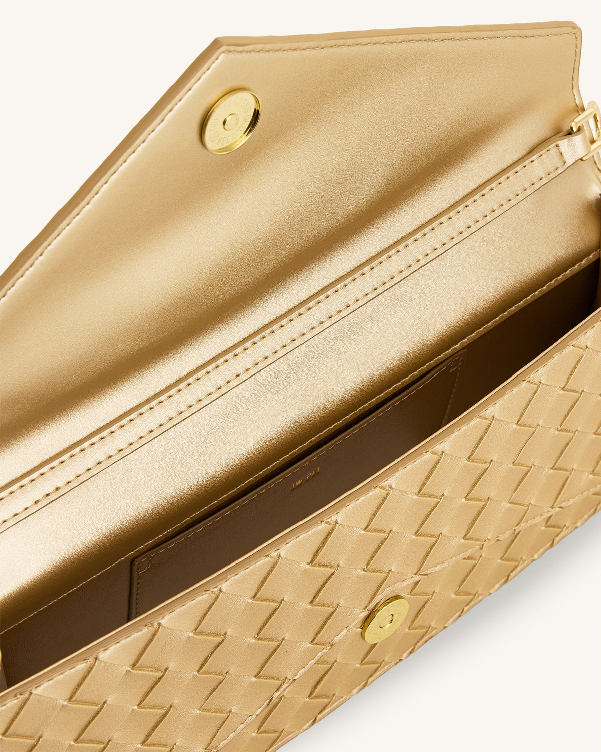 Celeste Woven Textured Envelope Top Handle Bag - Champagne Gold | JW PEI