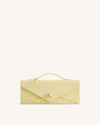 Celeste Woven Textured Envelope Top Handle Bag - Yellow | JW PEI