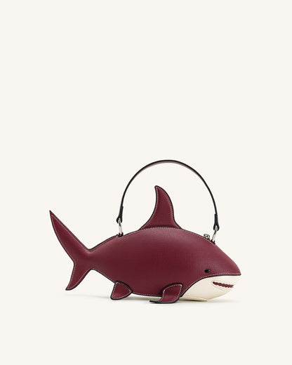 Nerys Shark Look Top Handle Bag - Burgundy | JW PEI