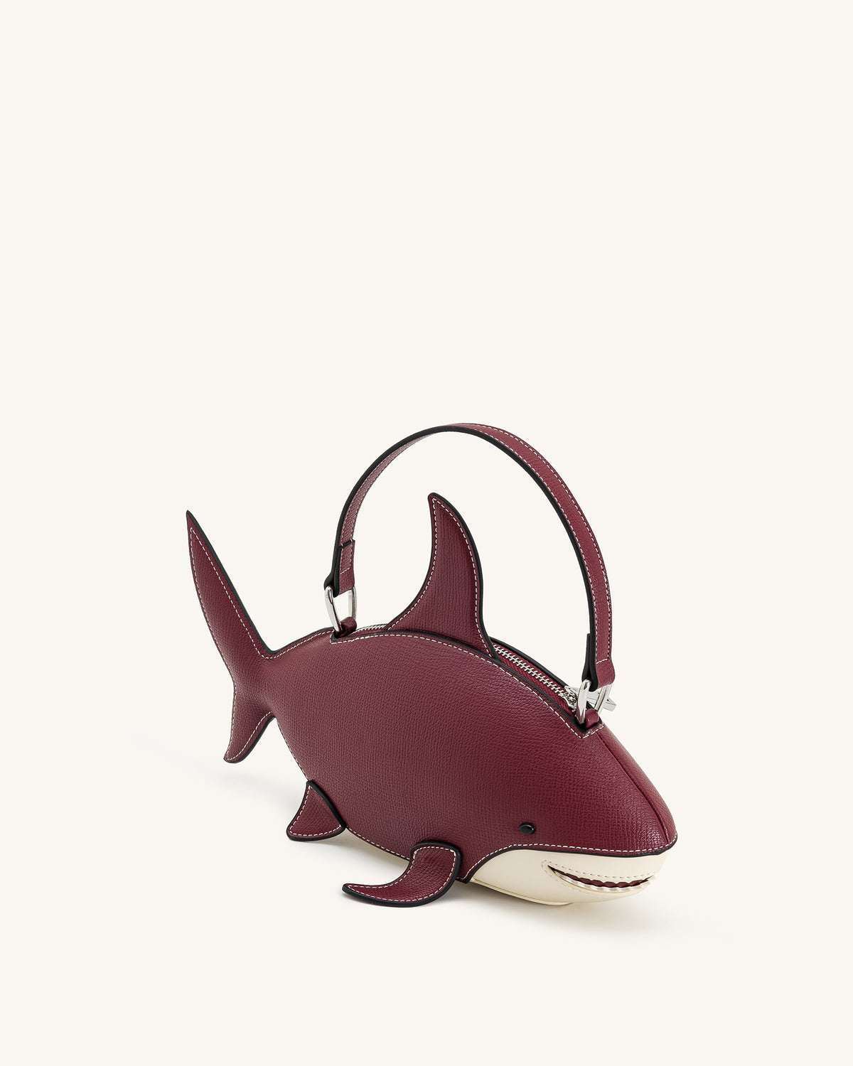 Nerys Shark Look Top Handle Bag - Burgundy | JW PEI