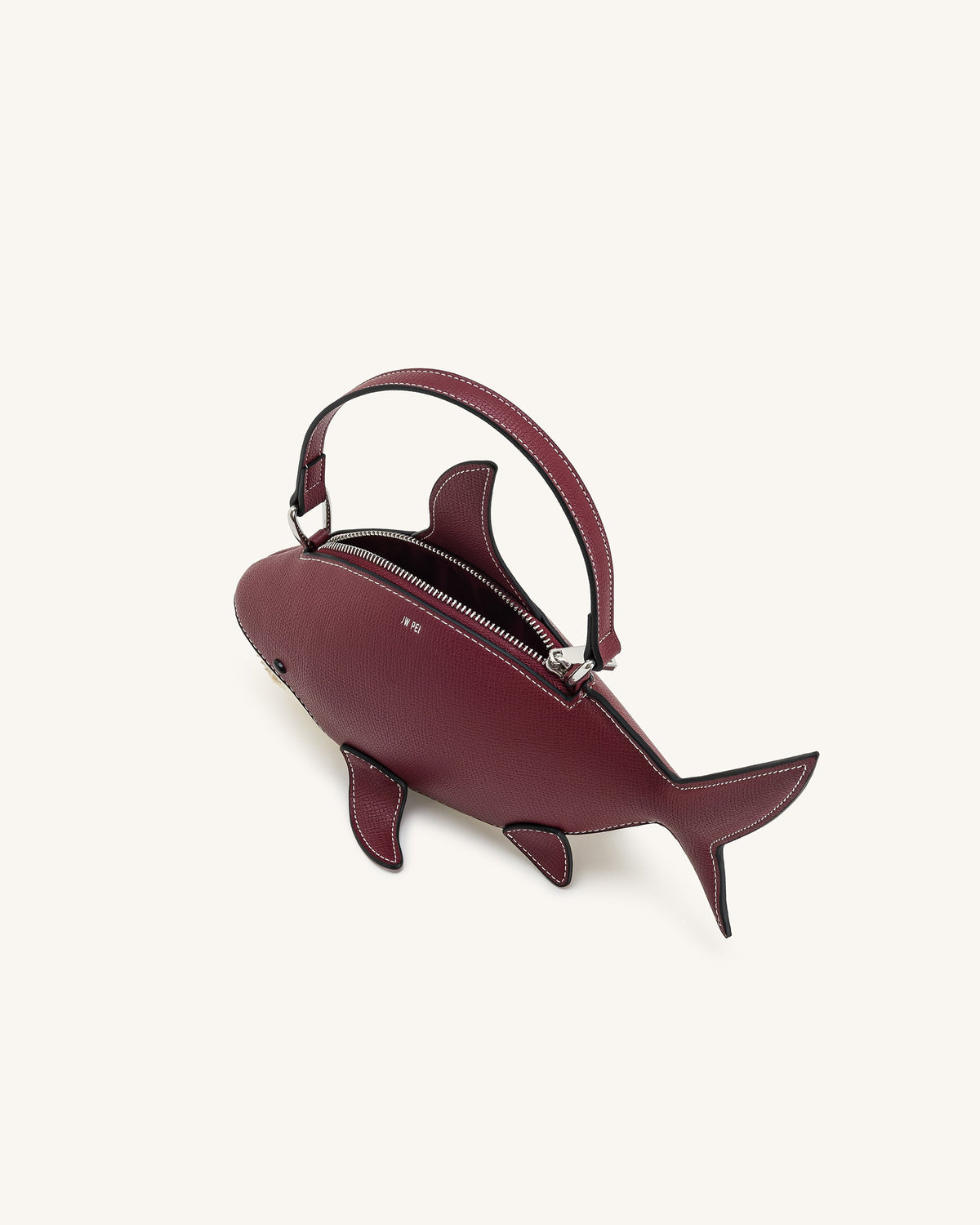 Nerys Shark Look Top Handle Bag - Burgundy | JW PEI
