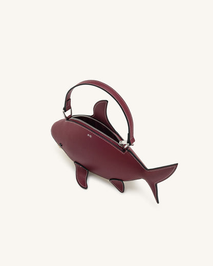 Nerys Shark Look Top Handle Bag - Burgundy | JW PEI