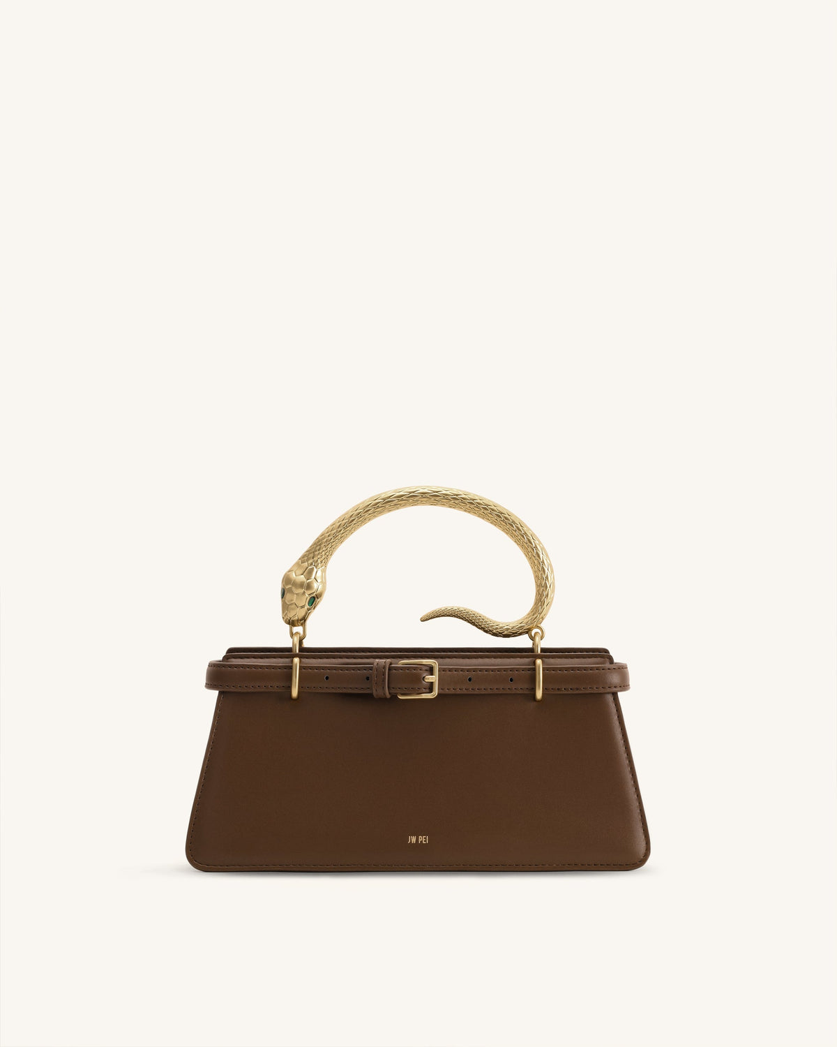 Elena Snake Handle Top Handle Bag - Dark Brown | JW PEI