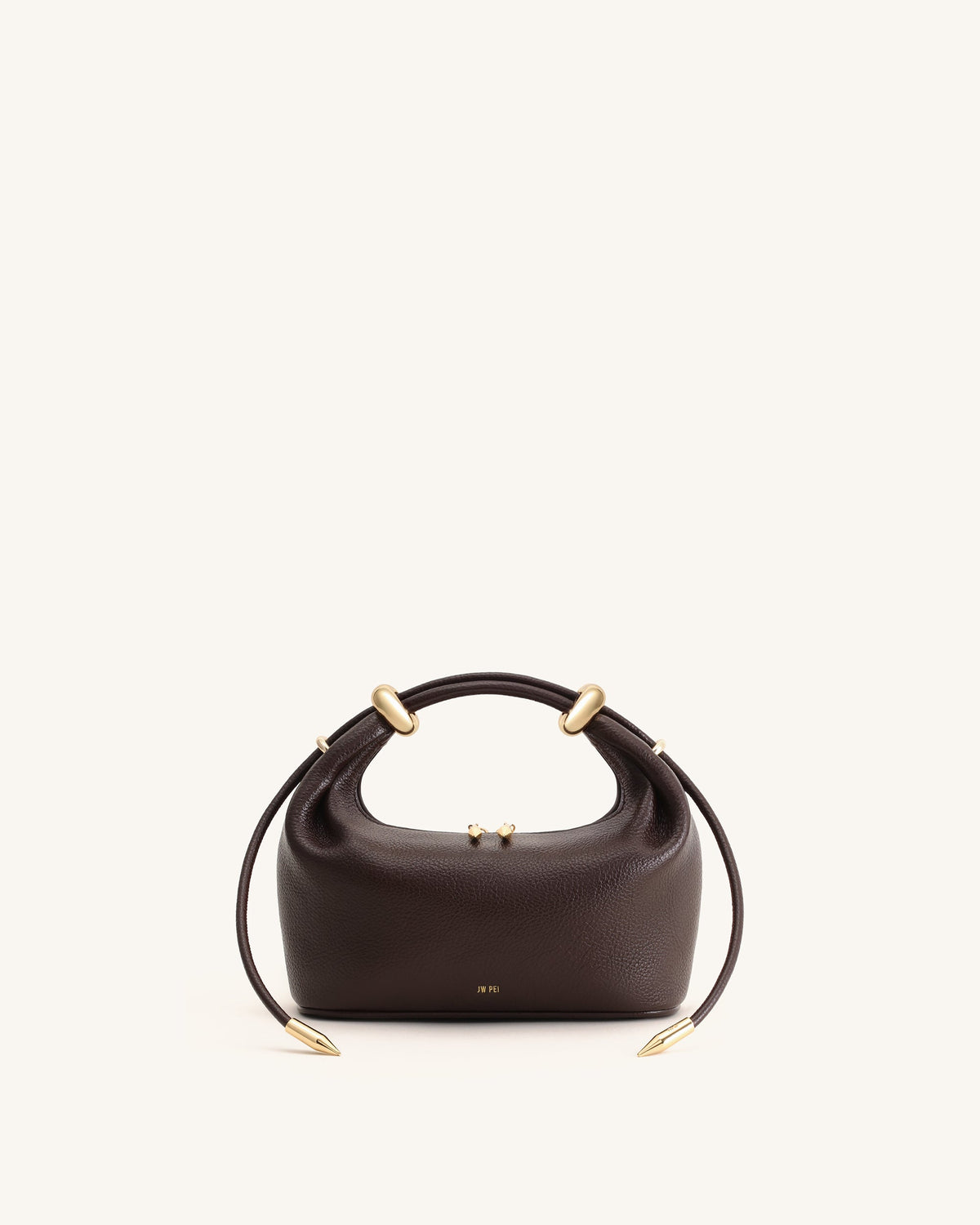 Ellie Metal Ring Embellished Top Handle Bag - Dark Brown | JW PEI