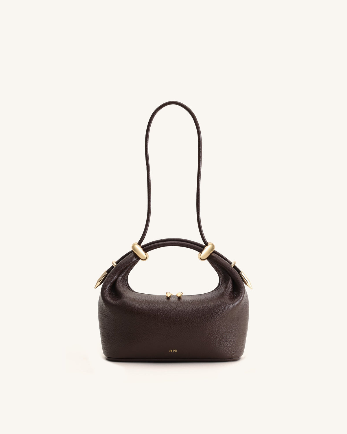 Ellie Metal Ring Embellished Top Handle Bag - Dark Brown | JW PEI