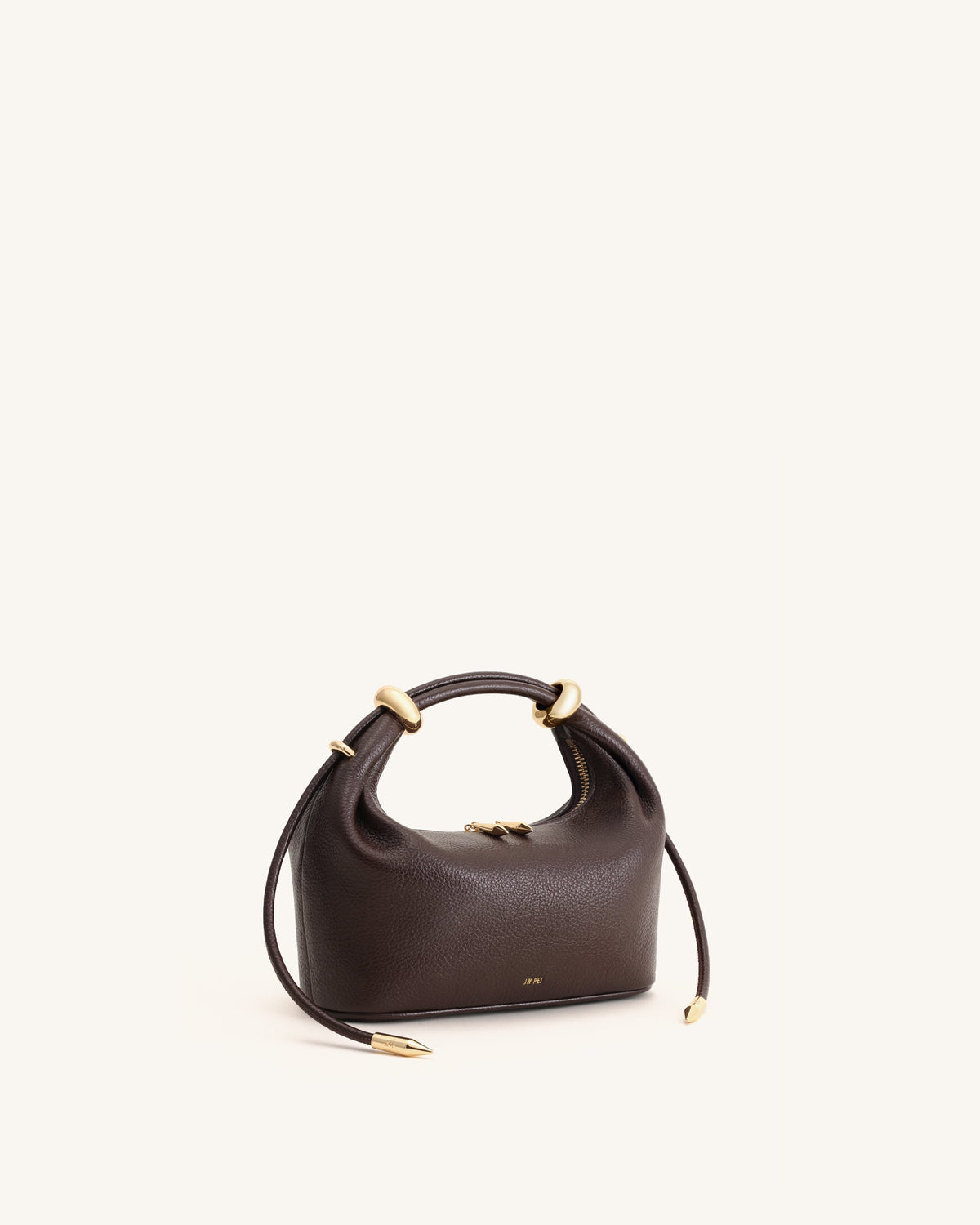 Ellie Metal Ring Embellished Top Handle Bag - Dark Brown | JW PEI