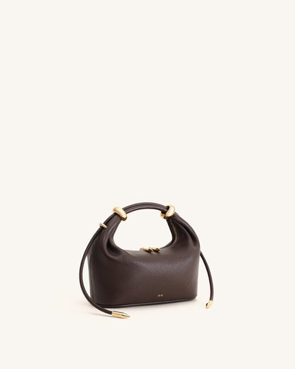 Ellie Metal Ring Embellished Top Handle Bag - Dark Brown | JW PEI