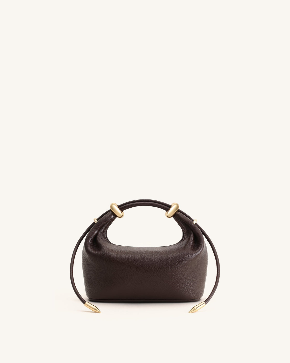 Ellie Metal Ring Embellished Top Handle Bag - Dark Brown | JW PEI