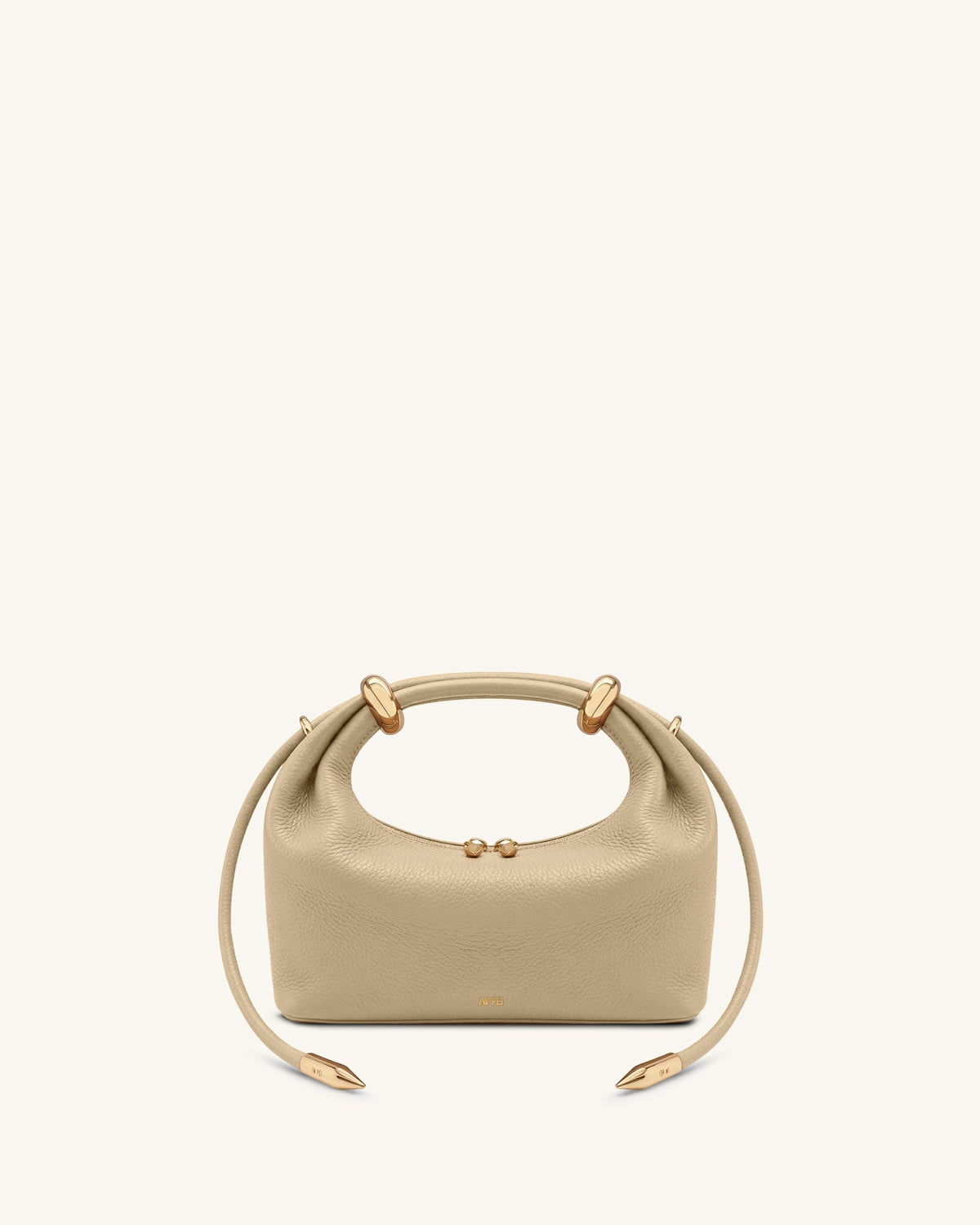 Ellie Metal Ring Embellished Top Handle Bag - Beige | JW PEI