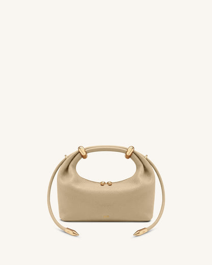 Ellie Metal Ring Embellished Top Handle Bag - Beige | JW PEI
