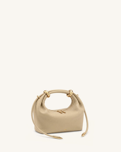 Ellie Metal Ring Embellished Top Handle Bag - Beige | JW PEI