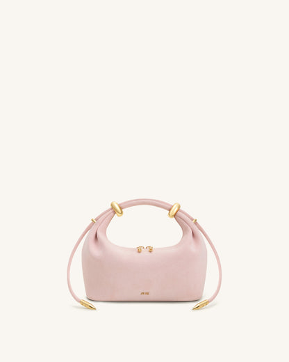 Ellie Faux Suede Metal Ring Embellished Top Handle Bag - Pink | JW PEI