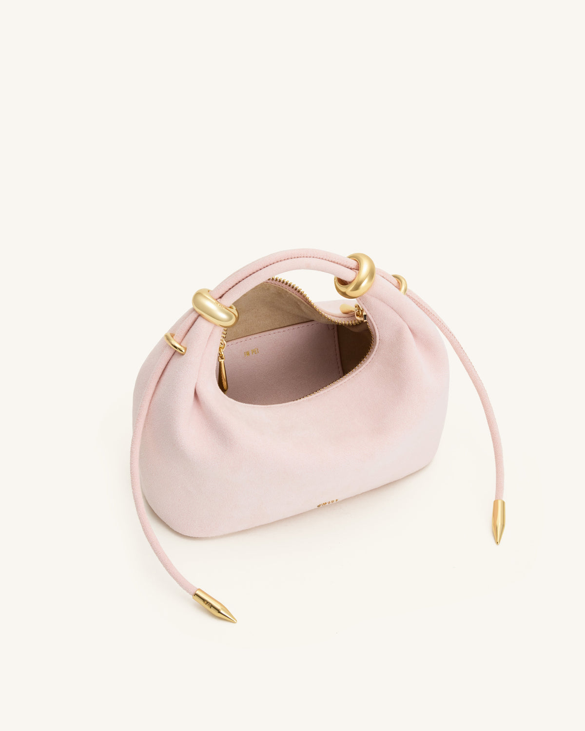 Ellie Faux Suede Metal Ring Embellished Top Handle Bag - Pink | JW PEI