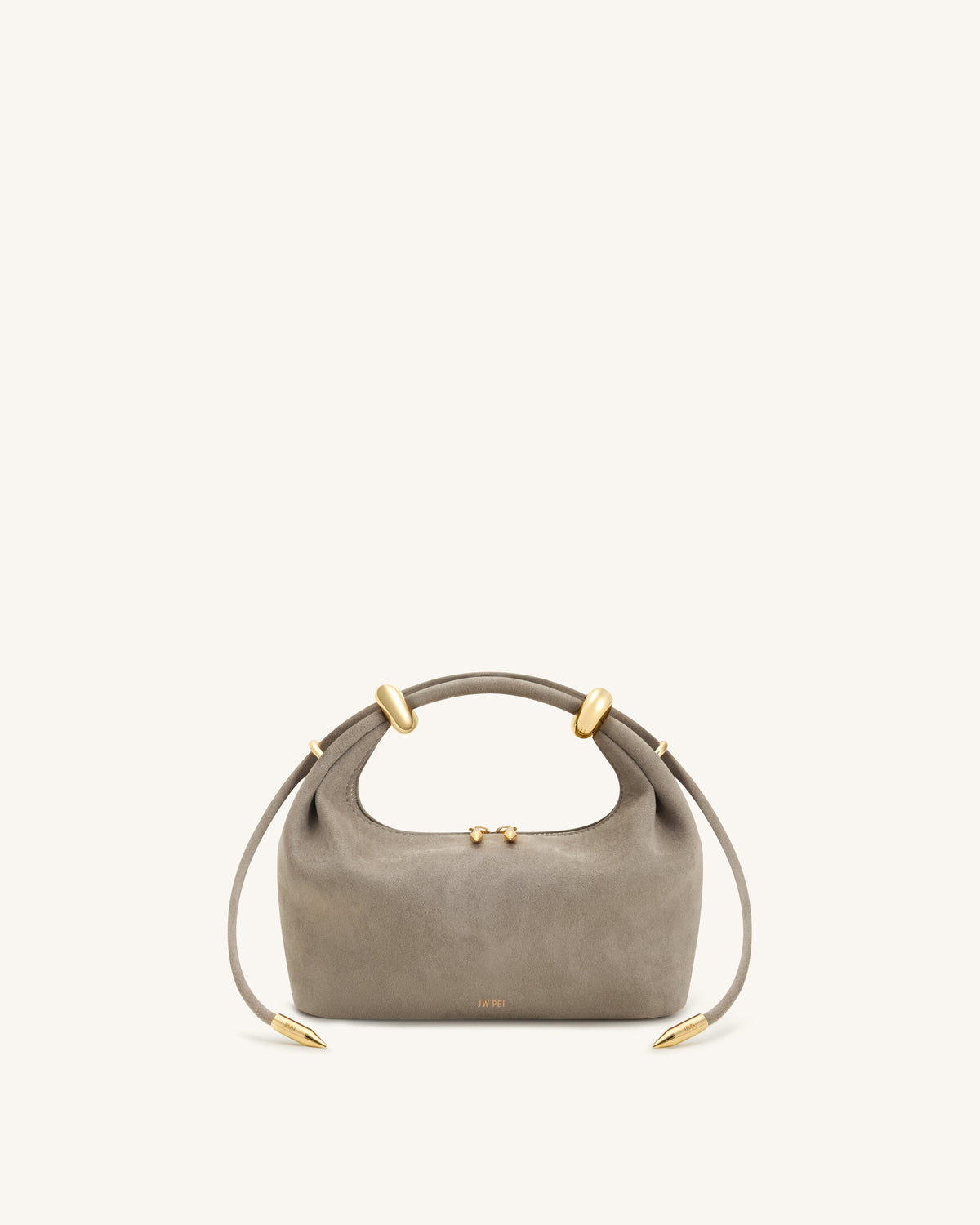 Ellie Faux Suede Metal Ring Embellished Top Handle Bag - Grey | JW PEI
