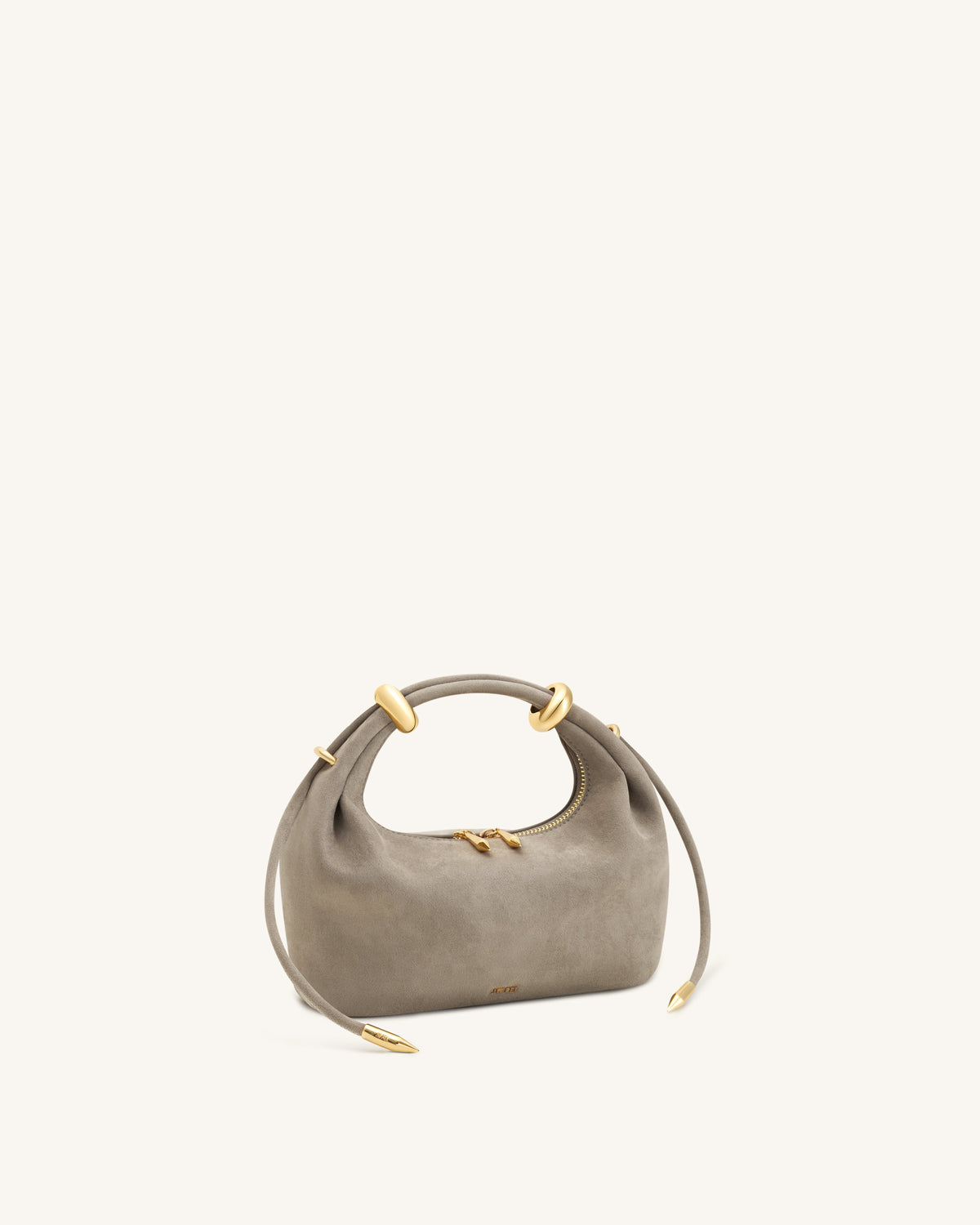 Ellie Faux Suede Metal Ring Embellished Top Handle Bag - Grey | JW PEI