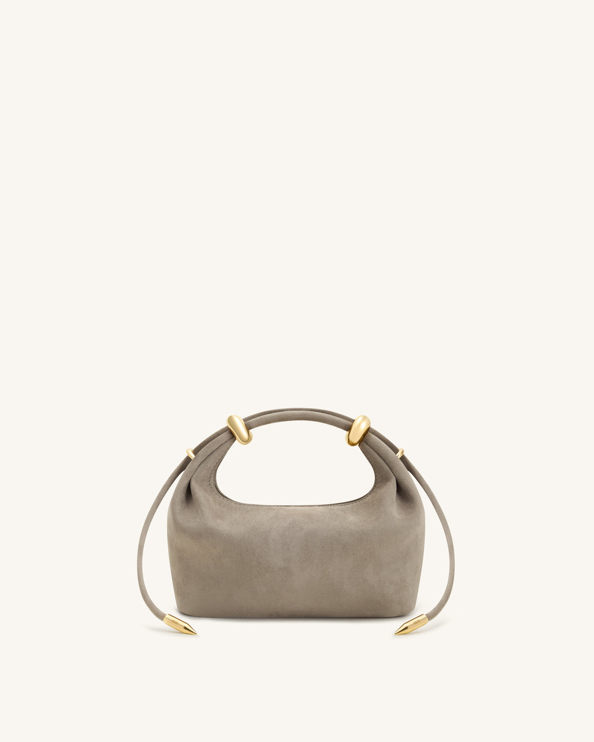 Ellie Faux Suede Metal Ring Embellished Top Handle Bag - Grey | JW PEI