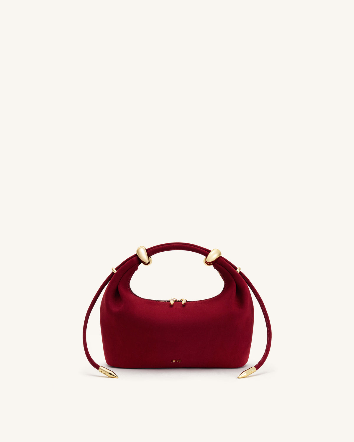Ellie Faux Suede Metal Ring Embellished Top Handle Bag - Burgundy | JW PEI