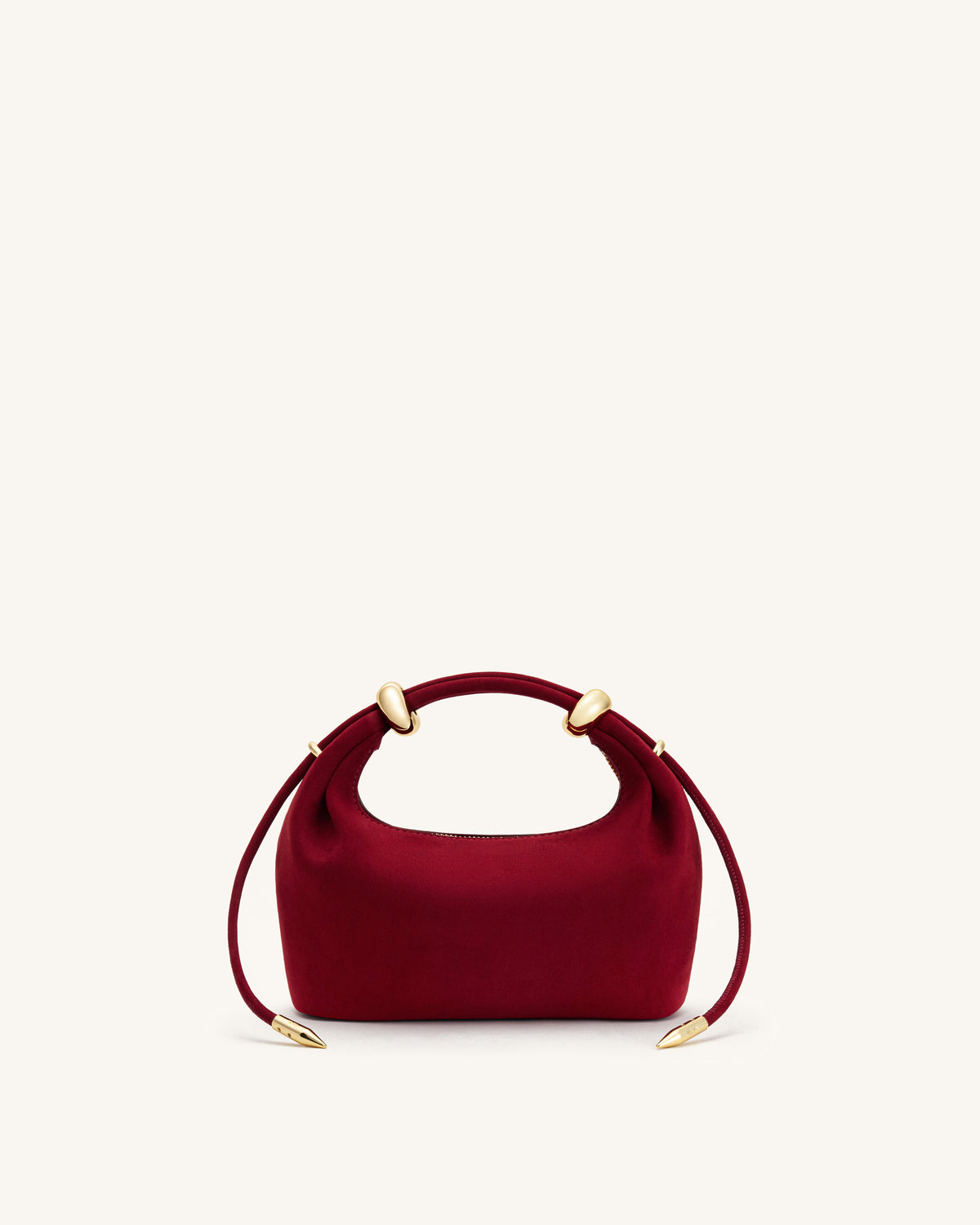 Ellie Faux Suede Metal Ring Embellished Top Handle Bag - Burgundy | JW PEI