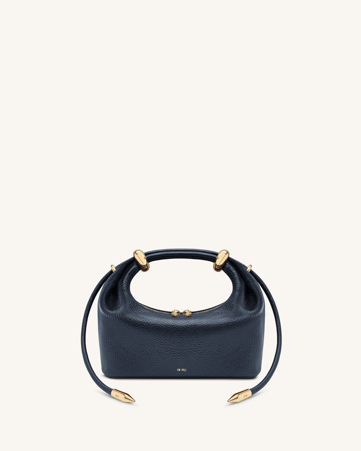 Ellie Metal Ring Embellished Top Handle Bag - Navy | JW PEI