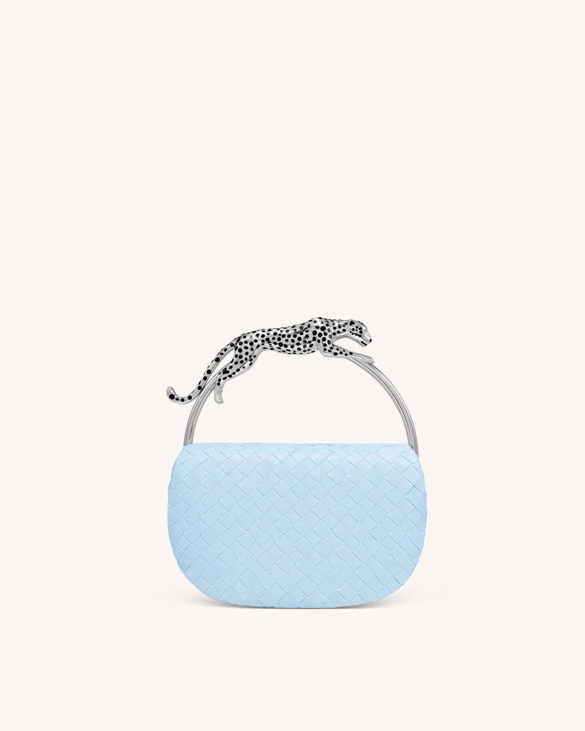 Ione Woven Leopard Shaped Top Handle Bag - Light Blue | JW PEI
