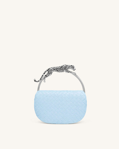 Ione Woven Leopard Shaped Top Handle Bag - Light Blue | JW PEI