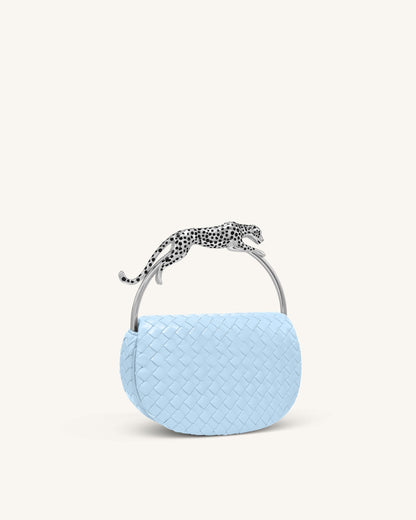Ione Woven Leopard Shaped Top Handle Bag - Light Blue | JW PEI