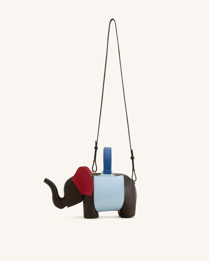 Claire Elephant Shaped Handbag - Dark Brown/Blue | JW PEI