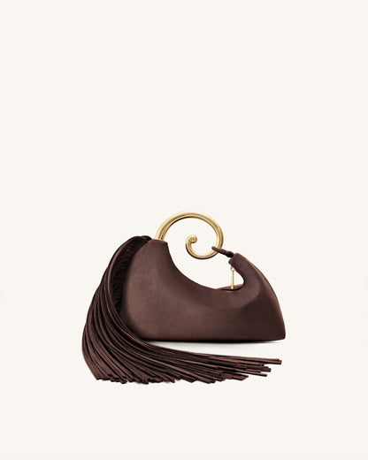 Nell Fringe Hardware Top Handle Bag - Deep Brown | JW PEI