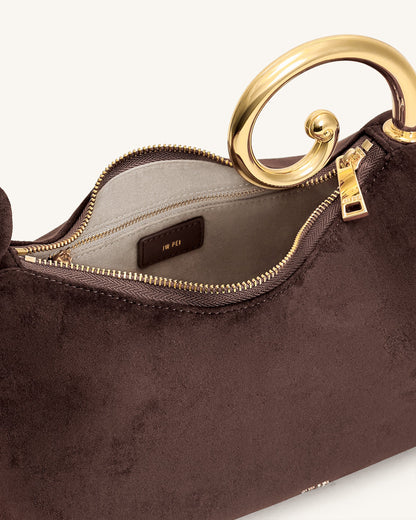 Nell Fringe Hardware Top Handle Bag - Deep Brown | JW PEI