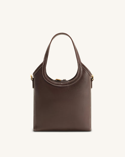 Brooke Mini Belted Embellished Top Handle Bag - Dark Brown | JW PEI