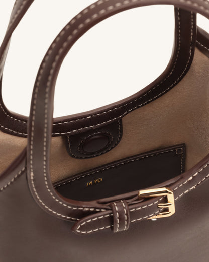 Brooke Mini Belted Embellished Top Handle Bag - Dark Brown | JW PEI