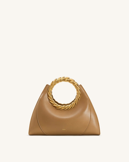 Amiya Leaf Handle Sculpture Bag - Brown | JW PEI