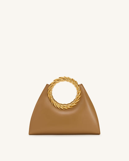 Amiya Leaf Handle Sculpture Bag - Brown | JW PEI