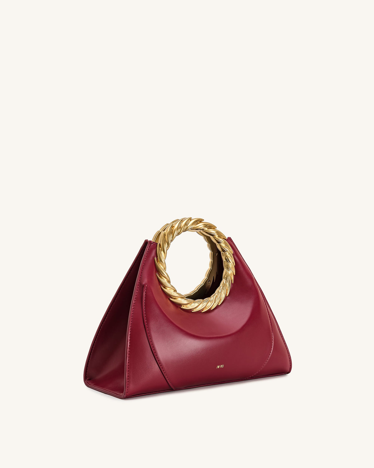 Amiya Leaf Handle Sculpture Bag - Wine Red | JW PEI