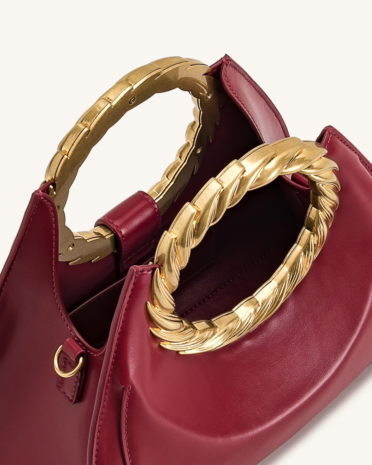 Amiya Leaf Handle Sculpture Bag - Wine Red | JW PEI