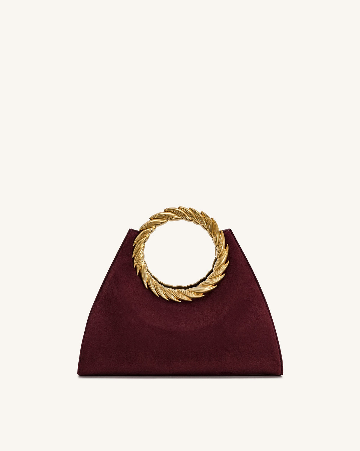 Amiya Leaf Handle Faux Suede Sculpture Bag - Merlot Red | JW PEI