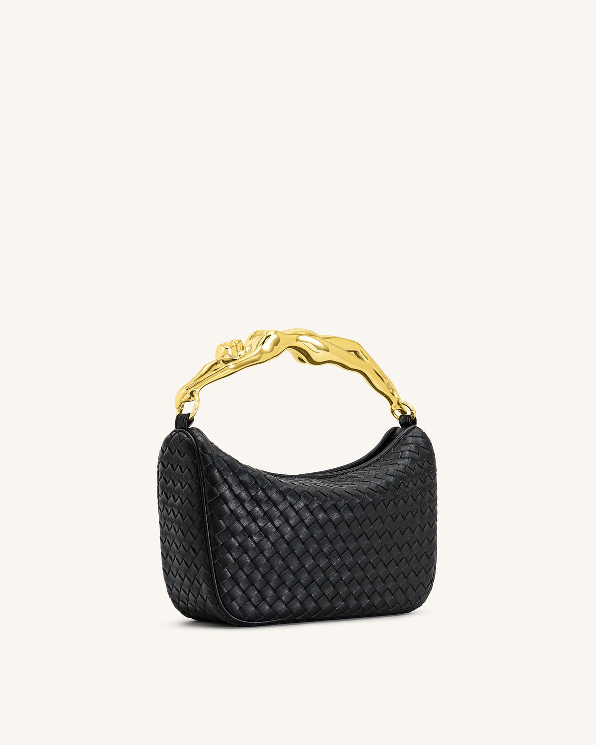 Jenny Woven Human-shaped Handle Handbag - Black | JW PEI