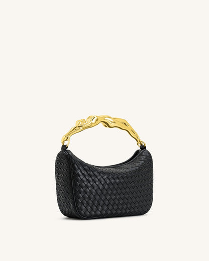 Jenny Woven Human-shaped Handle Handbag - Black | JW PEI
