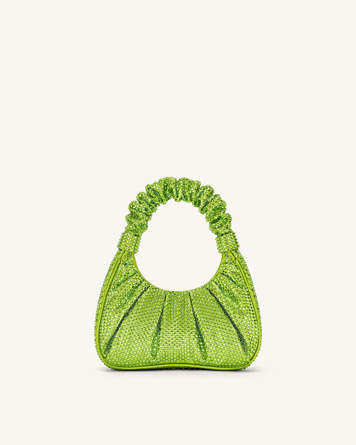 Gabbi Artificial Crystal Medium Ruched Hobo Handbag - Green | JW PEI