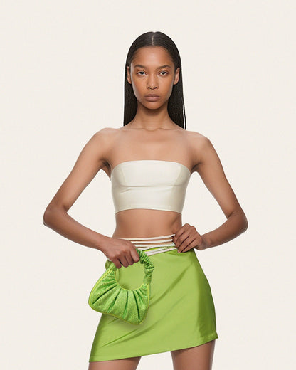 Gabbi Artificial Crystal Medium Ruched Hobo Handbag - Green | JW PEI