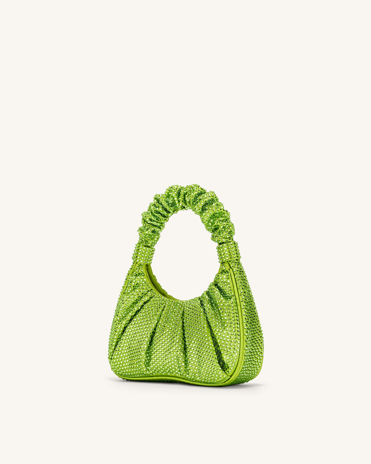 Gabbi Artificial Crystal Medium Ruched Hobo Handbag - Green | JW PEI