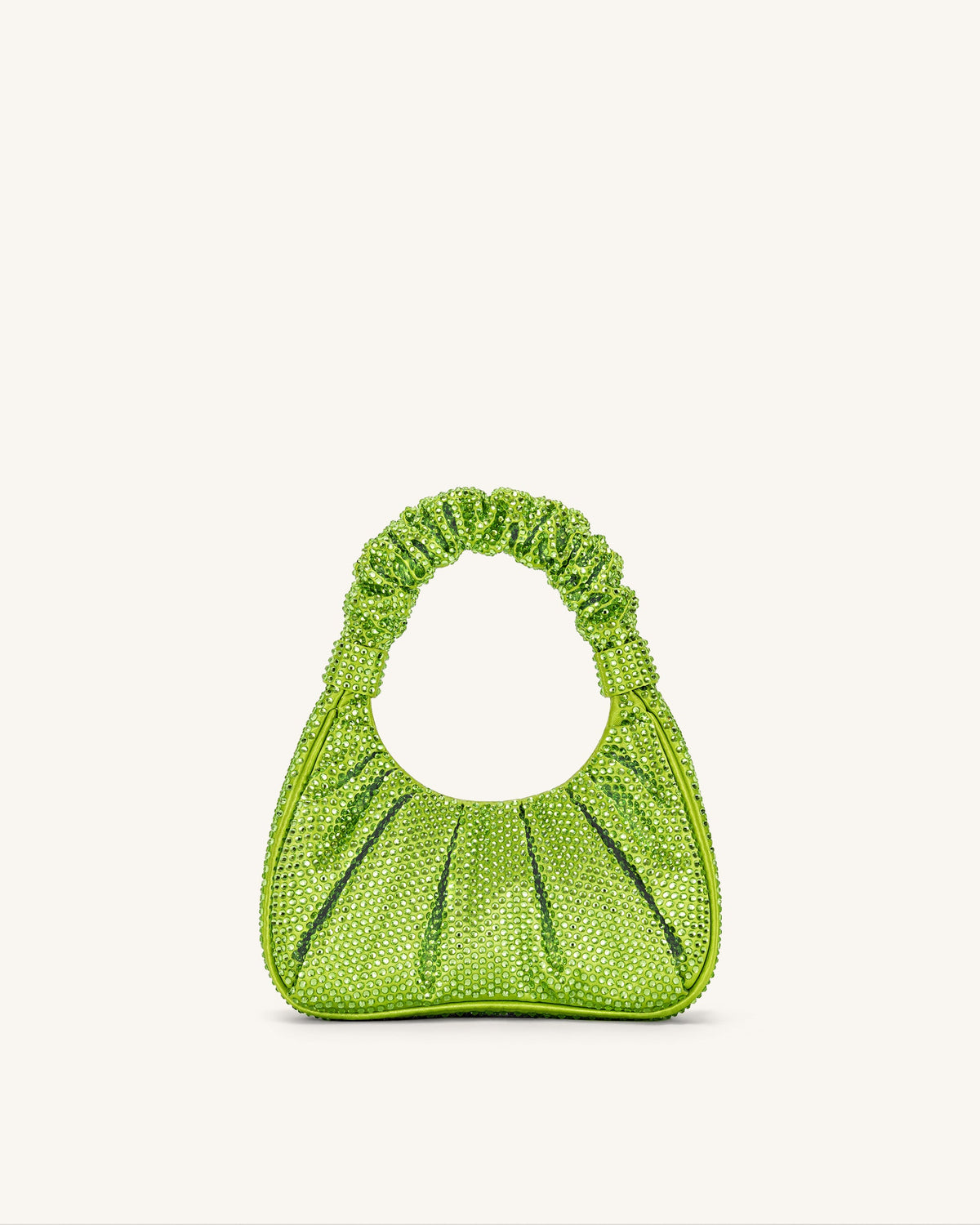 Gabbi Artificial Crystal Medium Ruched Hobo Handbag - Green | JW PEI