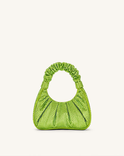 Gabbi Artificial Crystal Medium Ruched Hobo Handbag - Green | JW PEI