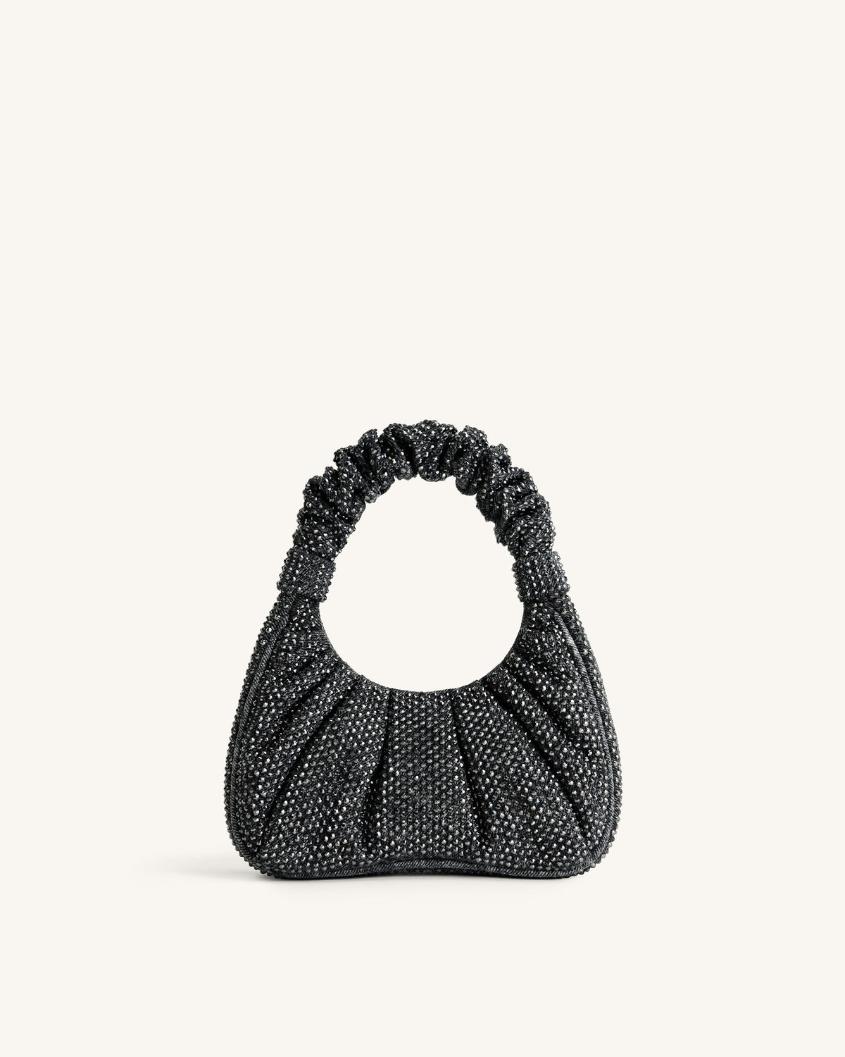 Gabbi Artificial Crystal Medium Ruched Hobo Handbag - Anthracite | JW PEI