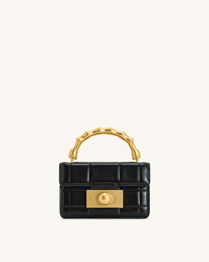 Kaia Bamboo Metal Handle Handbag - Black | JW PEI