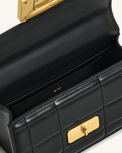 Kaia Bamboo Metal Handle Handbag - Black | JW PEI